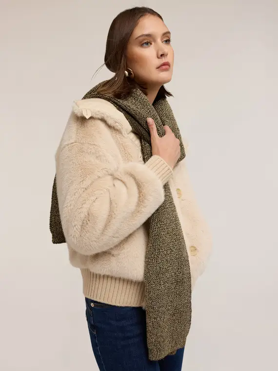 Sciarpa in maglia misto lurex Donna, Verde militare