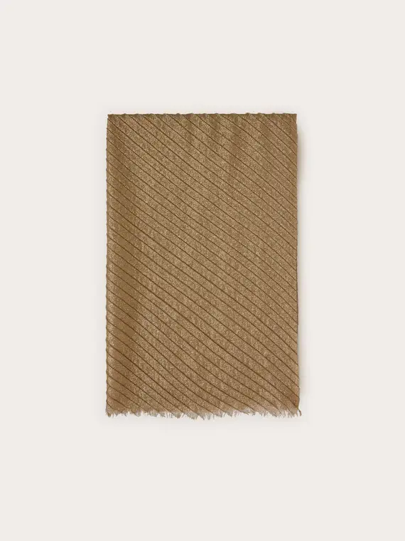 Sciarpa plissé laminata Donna, Oro miniatura 2