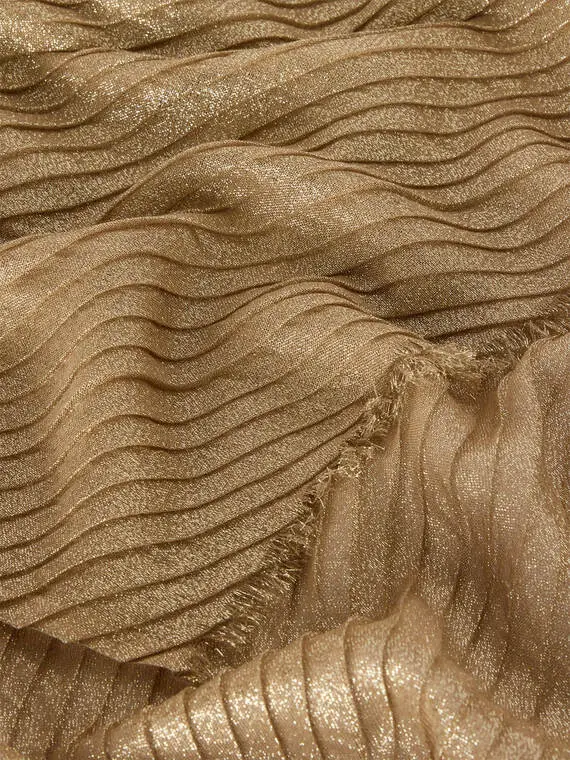 Sciarpa plissé laminata Donna, Oro miniatura 3