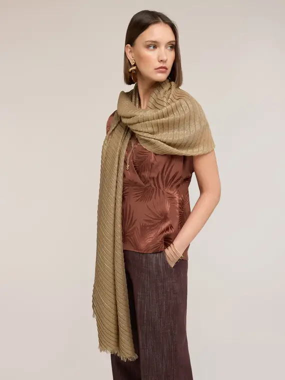 Sciarpa plissé laminata Donna, Oro