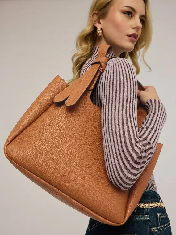 Shopper con manici regolabili Donna, Marrone