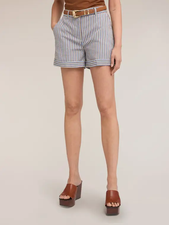 Shorts a righe in misto cotone Donna