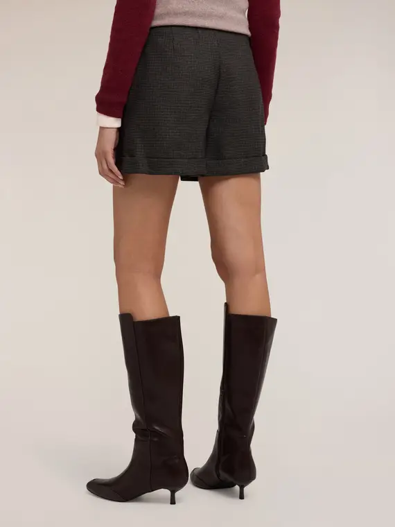 Shorts cropped con motivo check Donna, Grigio miniatura 2