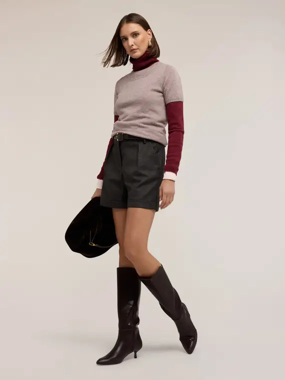 Shorts cropped con motivo check Donna, Grigio