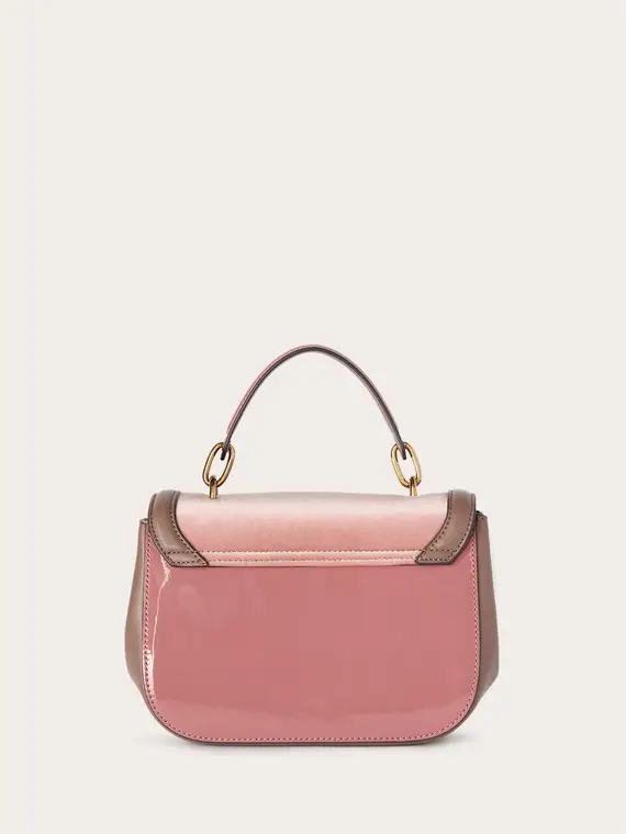 Shoulder bag in tessuto spalmato e velluto Donna, Marrone miniatura 3