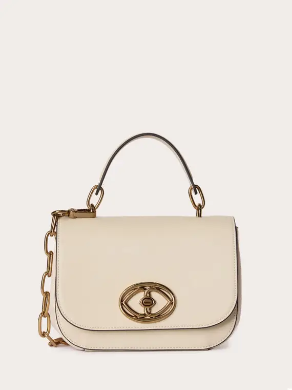 Small bag con tracolla a catena Donna, Bianco miniatura 2