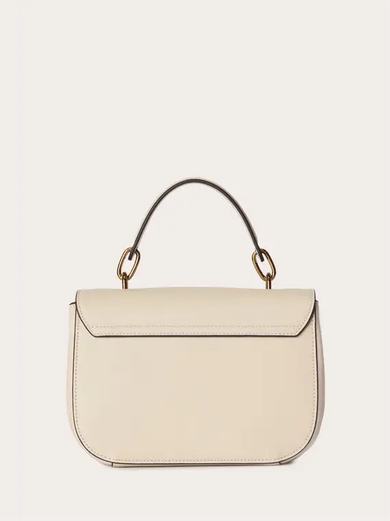 Small bag con tracolla a catena Donna, Bianco miniatura 3