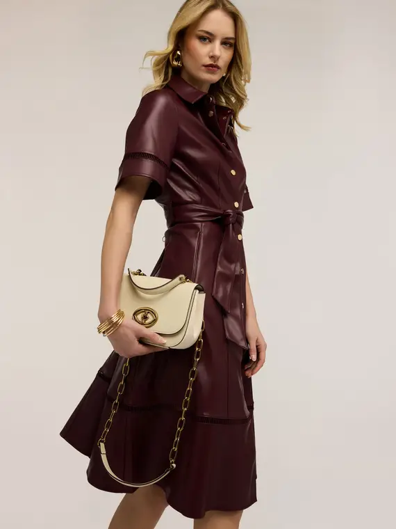 Small bag con tracolla a catena Donna, Bianco