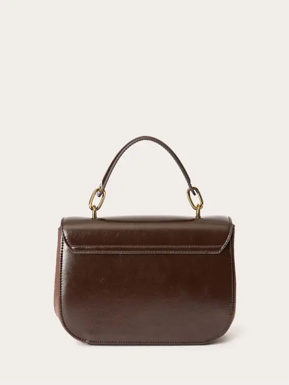 Small bag in doppio tessuto Donna, Marrone miniatura 3