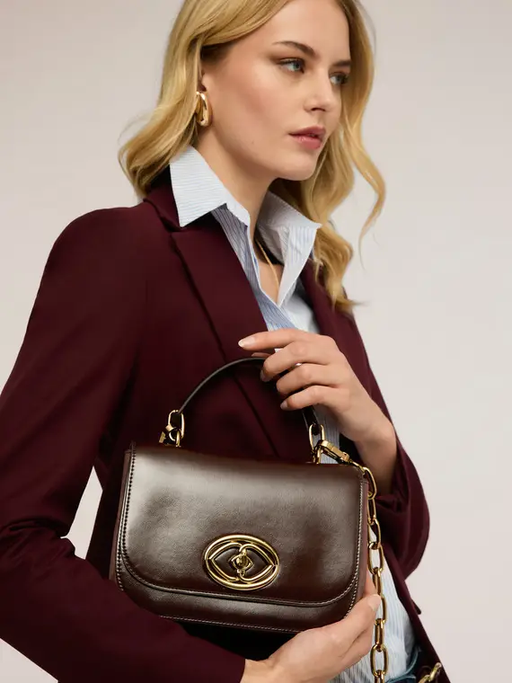 Small bag in doppio tessuto Donna, Marrone