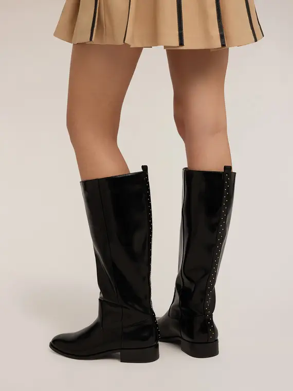 Stivali bassi con borchie Donna, Nero