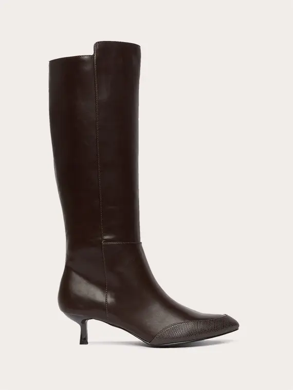 Stivali in tessuto spalmato con punta lizard Donna, Marrone miniatura 3