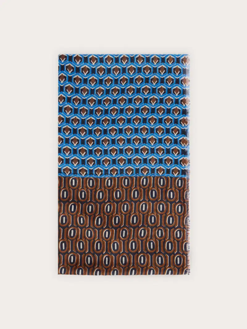 Stola fantasia geometrica Donna, Blu