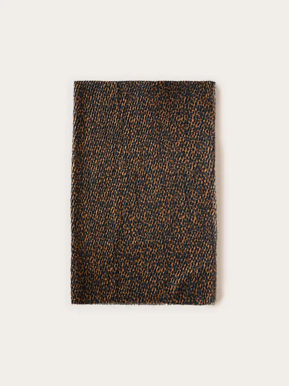 Stola plissé fantasia animalier Donna, Marrone miniatura 2