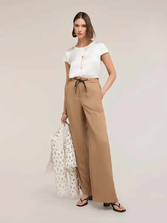 T-shirt bimaterica Donna, Bianco