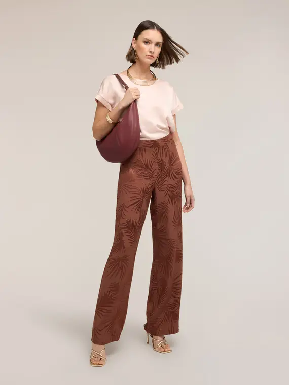 T-shirt bimaterica misto cotone Donna, Rosa cipria