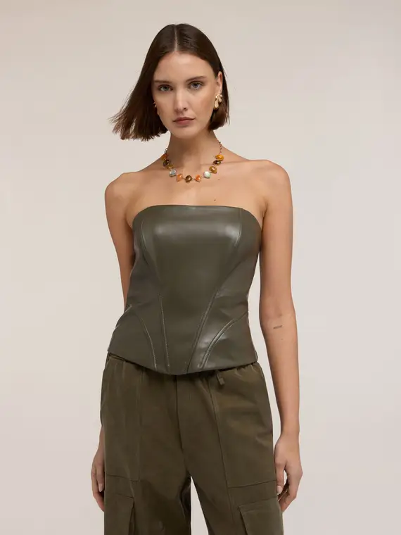 Top bustier strutturato Donna, Verde militare