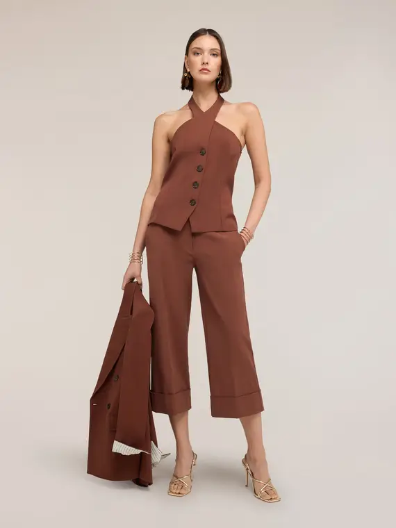 Top halter neck The Tailoring Lab Donna, Marrone