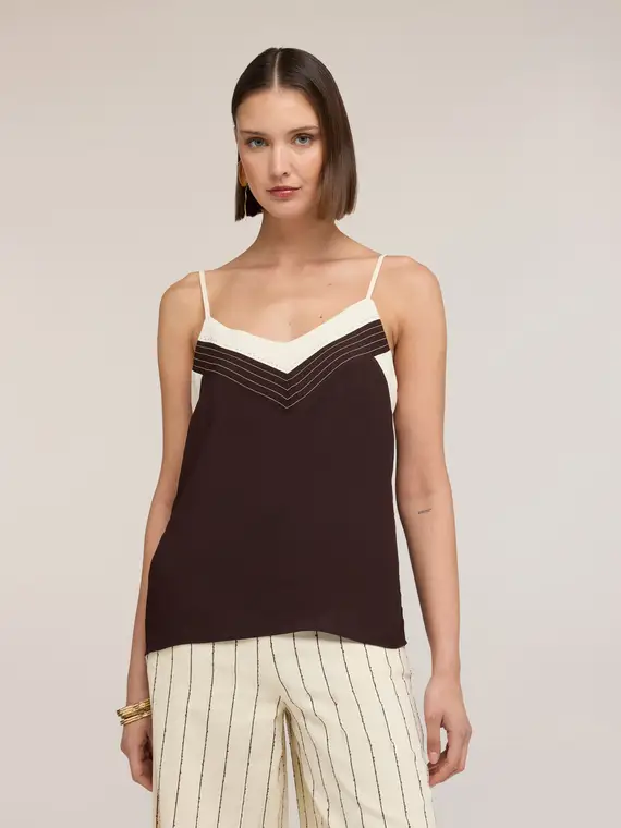 Top in crêpe de chine The Tailoring Lab Donna, Marrone