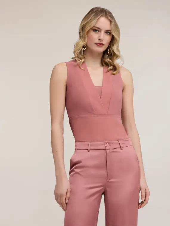 Top in georgette motivo peplo Donna, Rosa