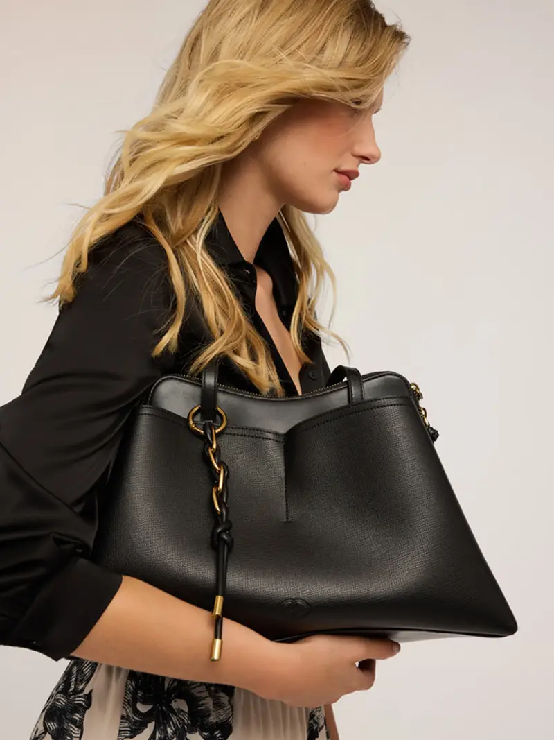 Tote bag in tessuto spalmato Donna, Nero