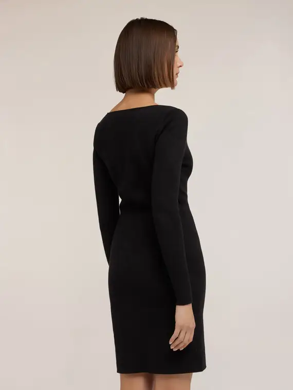 Tubino in maglia con scollo a cuore Donna, Nero miniatura 2