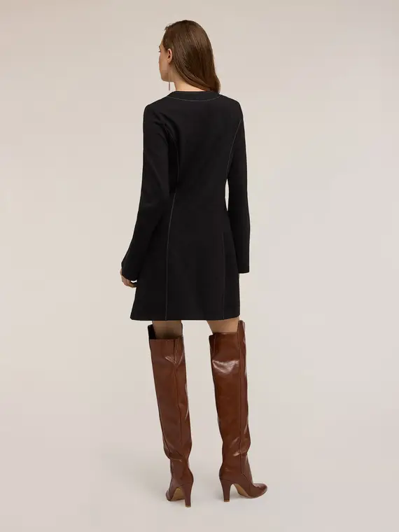 Tubino in punto milano con catene Donna, Nero miniatura 2