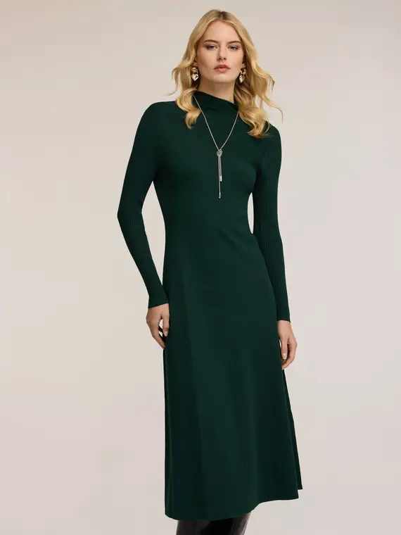 Tubino midi in maglia con cut-out posteriore Donna, Verde miniatura 3