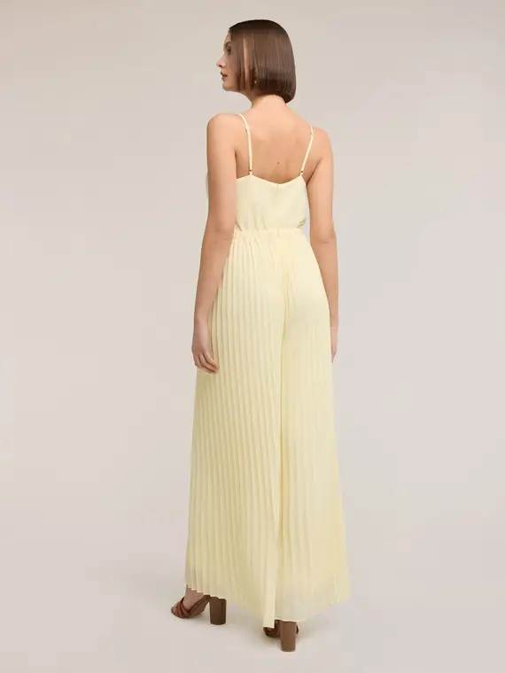 Tuta lunga plissé in georgette Donna, Giallo miniatura 2