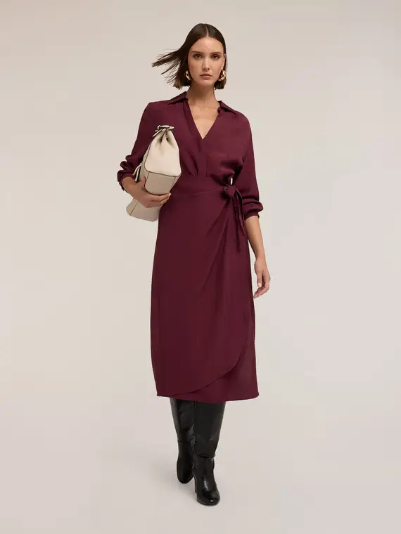 Vestito a portafoglio Donna, Bordeaux