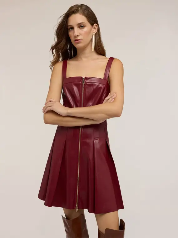 Vestito a teli in tessuto spalmato Donna, Bordeaux miniatura 3