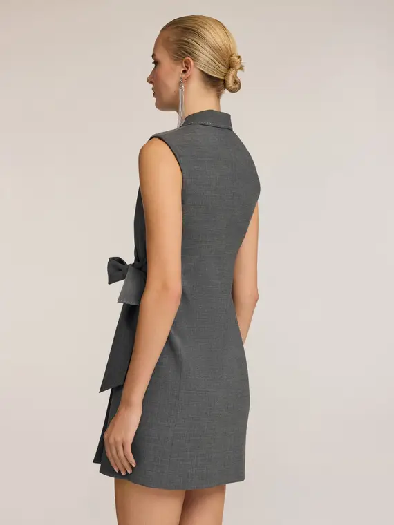 Vestito ad incrocio con fiocco Donna, Grigio miniatura 2