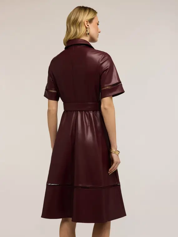 Vestito chemisier con dettagli traforati Donna, Bordeaux miniatura 2