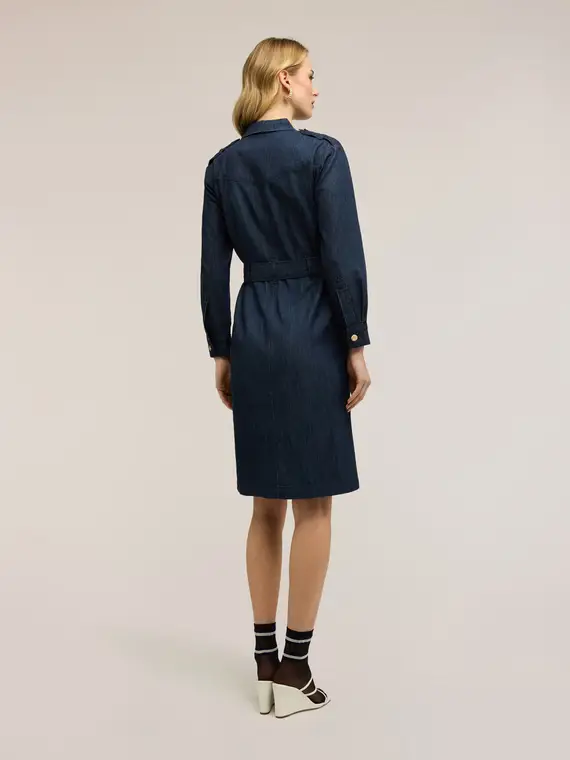 Vestito chemisier in denim con cintura Donna miniatura 2