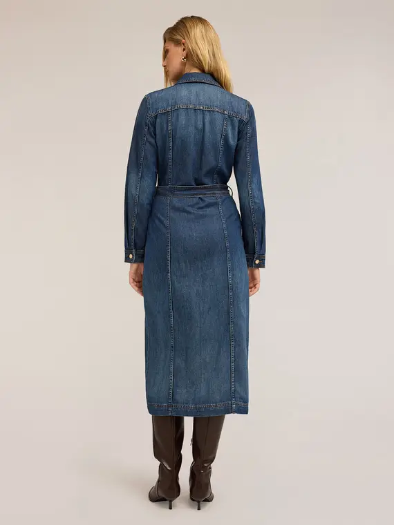 Vestito chemisier in denim misto tencel Donna, Blu miniatura 2