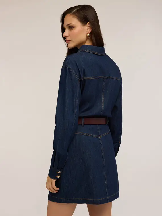 Vestito corto chemisier in denim Donna, Blu miniatura 2
