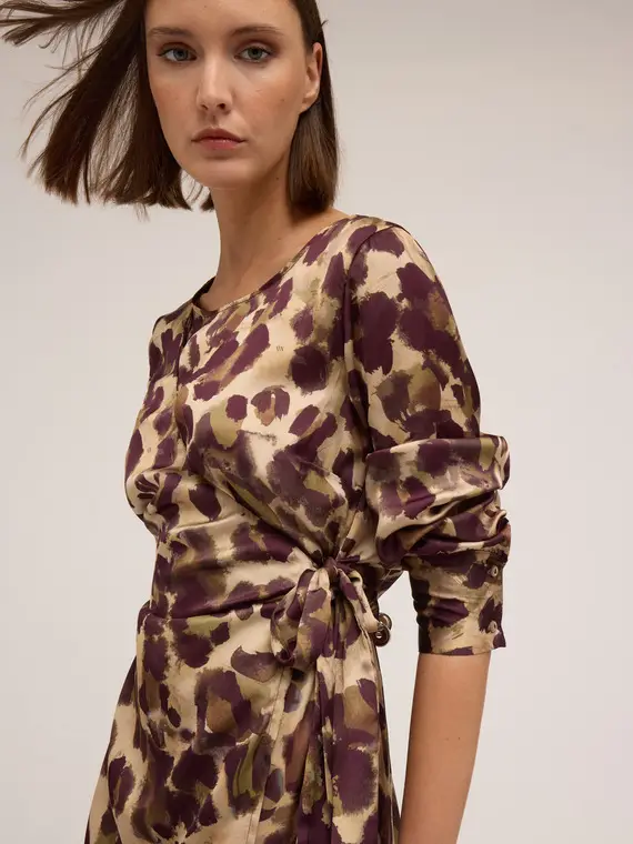 Vestito effetto portafoglio fantasia camouflage Donna, Verde militare miniatura 3