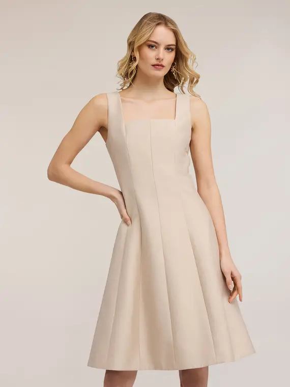 Vestito flare a telini Donna, Beige miniatura 3