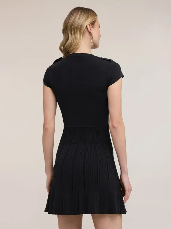 Vestito flare in maglia con bottoni Donna, Nero miniatura 2