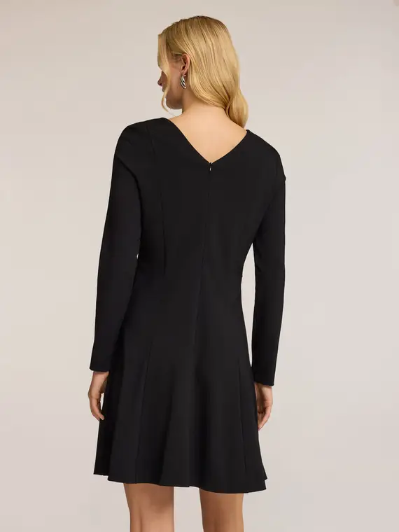 Vestito flare in punto milano Donna, Nero miniatura 2
