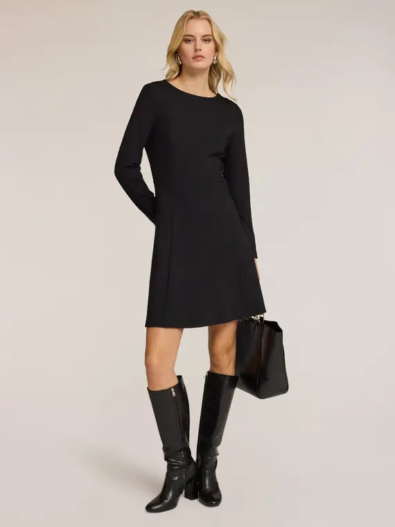 Vestito flare in punto milano Donna, Nero miniatura 3