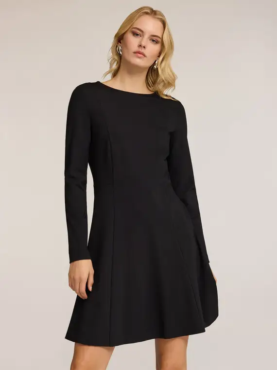 Vestito flare in punto milano Donna, Nero