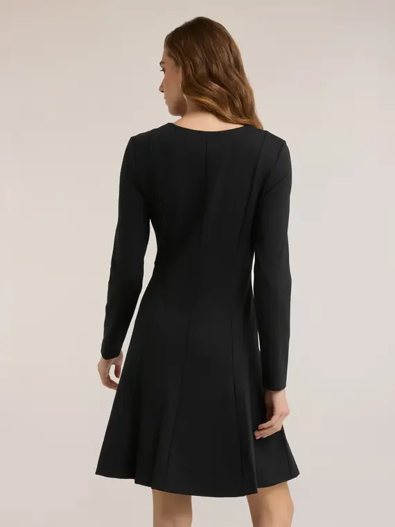 Vestito flare in punto milano Donna, Nero miniatura 2