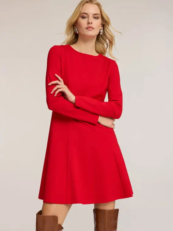 Vestito flare in punto milano Donna, Rosso miniatura 3