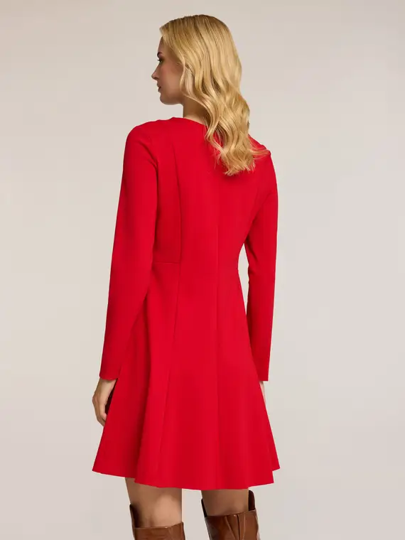 Vestito flare in punto milano Donna, Rosso miniatura 2