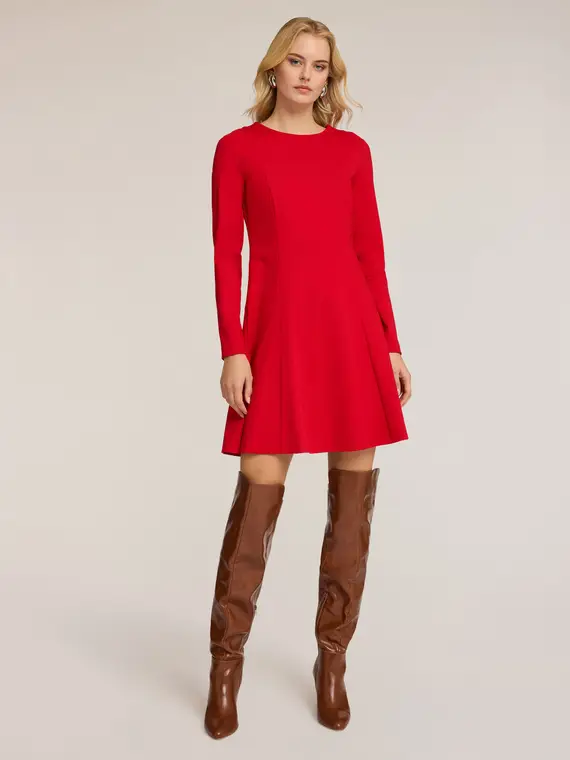 Vestito flare in punto milano Donna, Rosso