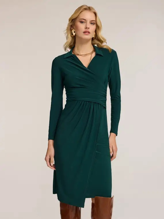 Vestito in jersey drappeggiato Donna, Verde miniatura 3