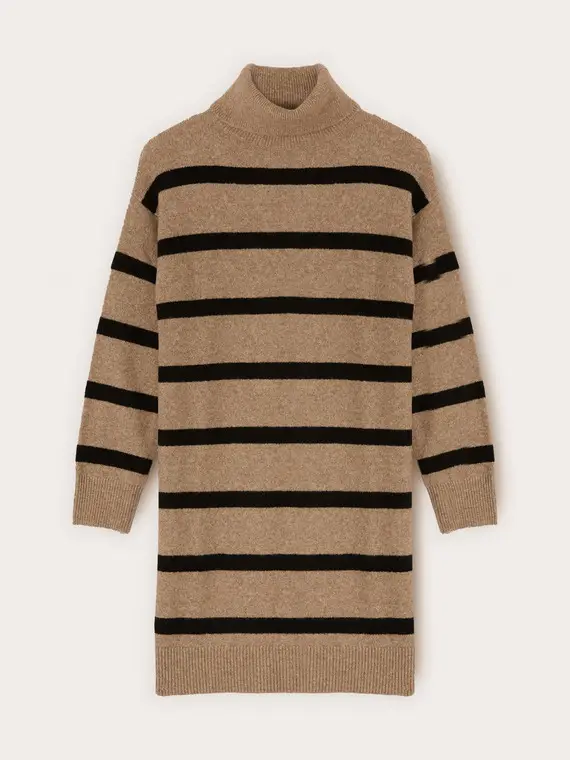 Vestito in maglia a righe Donna, Beige