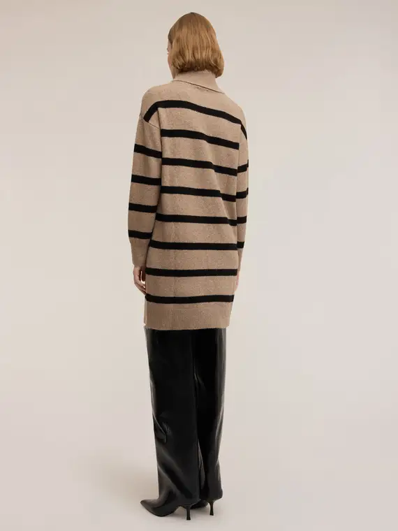 Vestito in maglia a righe Donna, Beige miniatura 2