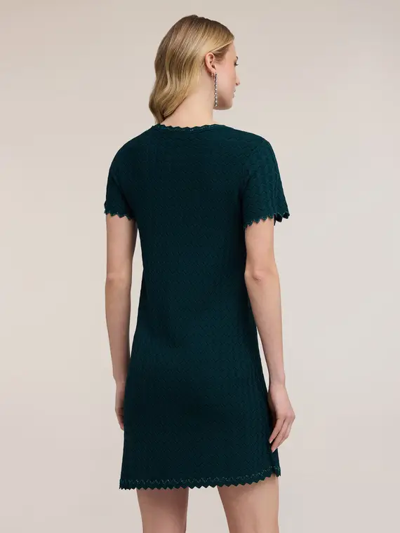 Vestito in maglia con lavorazione pizzo Donna, Verde miniatura 2